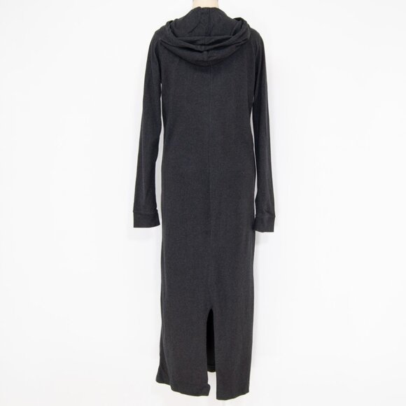 DKNY Jeans Vintage 90s Cotton Hooded Maxi Dress Charcoal Gray M - Picture 3 of 7